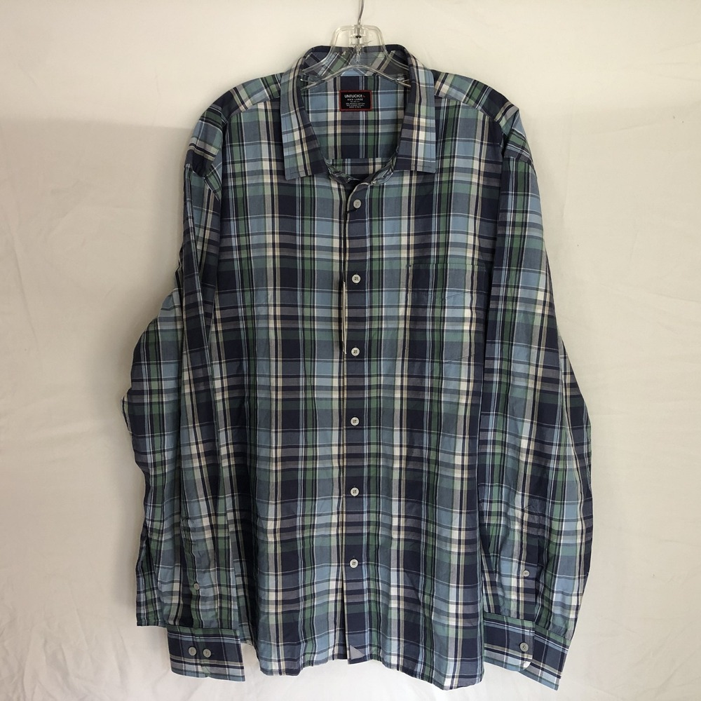 UNTUCKit Shirt Mens 3XL Blue Plaid Rombauer Relaxed Long Sleeve Button Front